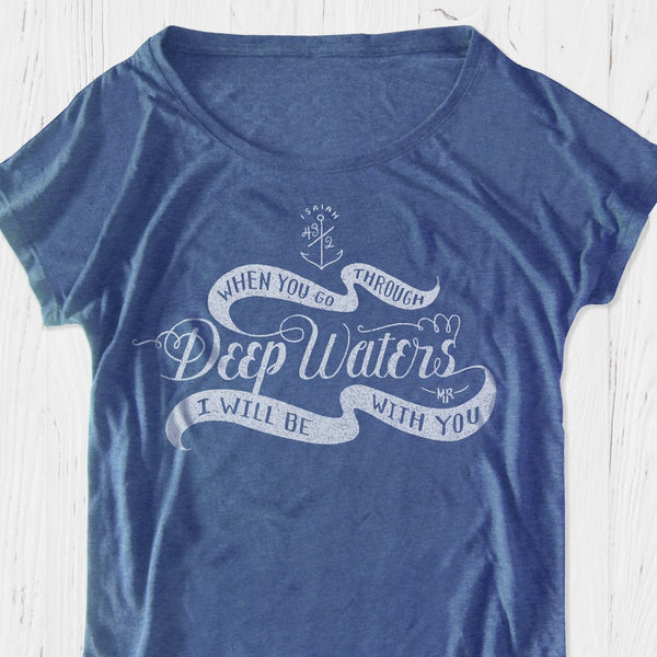 Womens Faith Christian Triblend Flowy Dolman Blue Tee