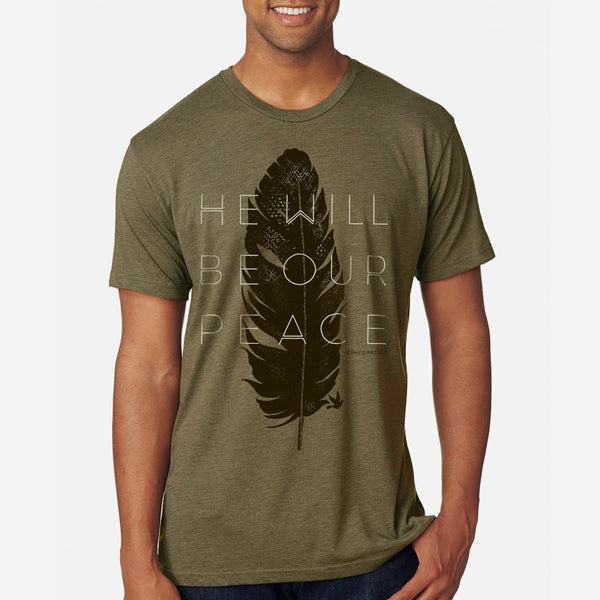 God's Peace T Shirt for Men, Military Olive Army Green