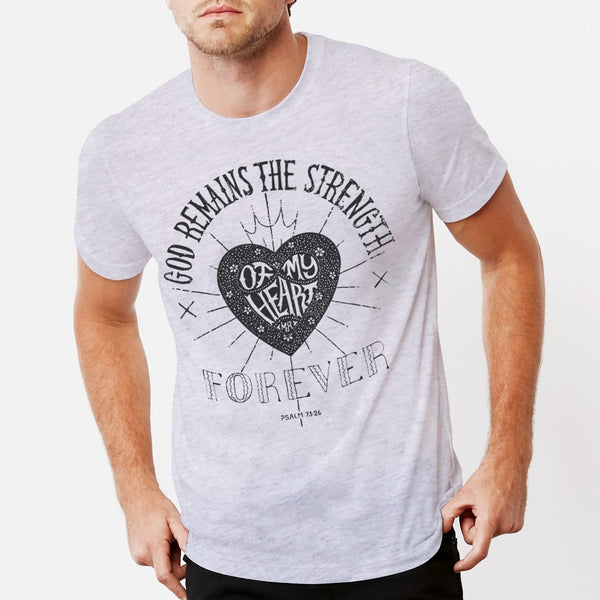 Strength of My Heart Christian T shirt for men | White Fleck Triblend Tee