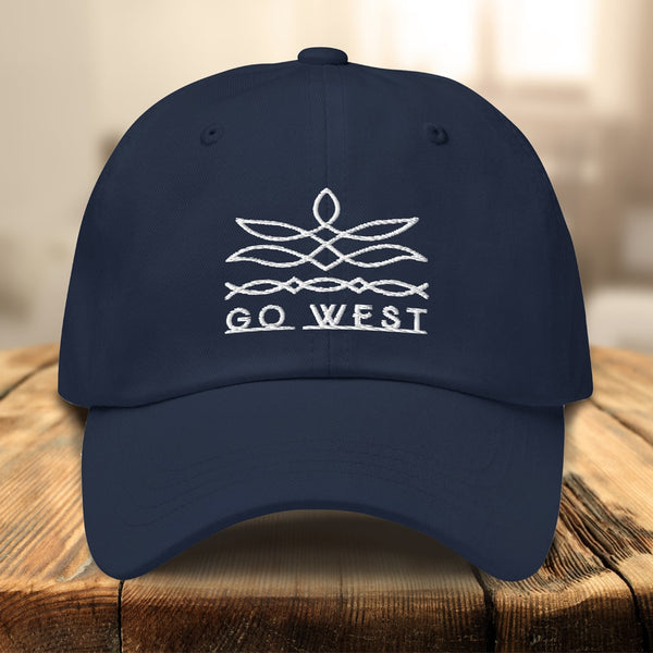 Go West Hat Cap, Country Western Hat, Unisex Embroidered Baseball Cap