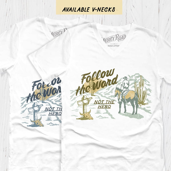 Follow The Word Not The Herd T Shirt, Christian Faith Shirt, Country Western Horse Cowboy Tee