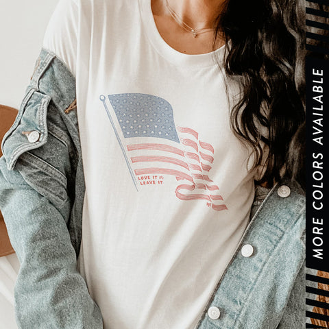 America Love It or Leave It T Shirt, USA Vintage Flag Shirt, Patriotic 4th of July Tee