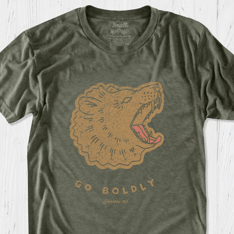 Olive Military Green Christian Lion T Shirt | Bold Witness