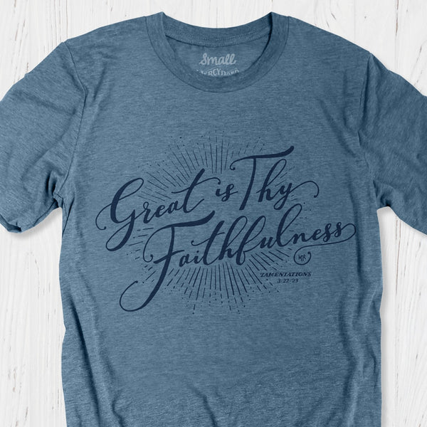 Blue Hymn T Shirt for Women, God's Faithfulness
