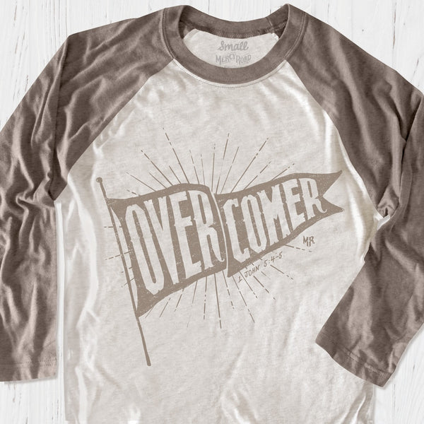 Overcomer Movie T Shirt | Mandisa Christian White/Gray Baseball Shirt