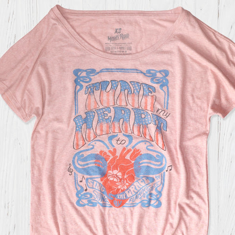 Pink Flowy Dolman Women Patriotic Shirt | 1970s Hymn Tee