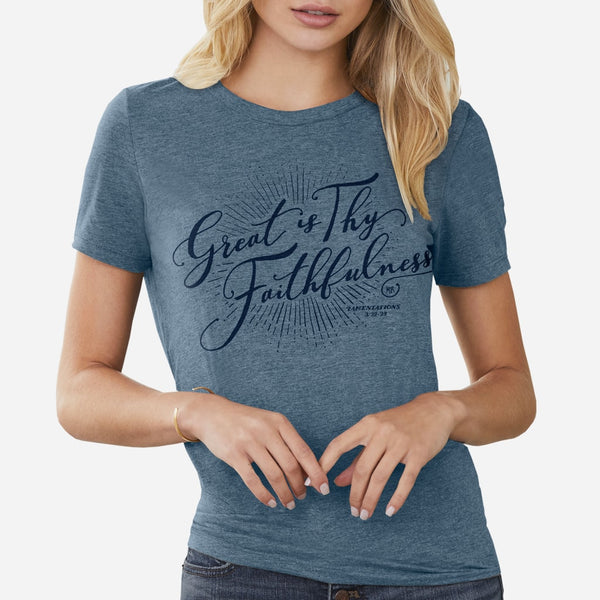 Denim Blue Cute Faith T Shirt for Women | Christian Gospel Music Hymn