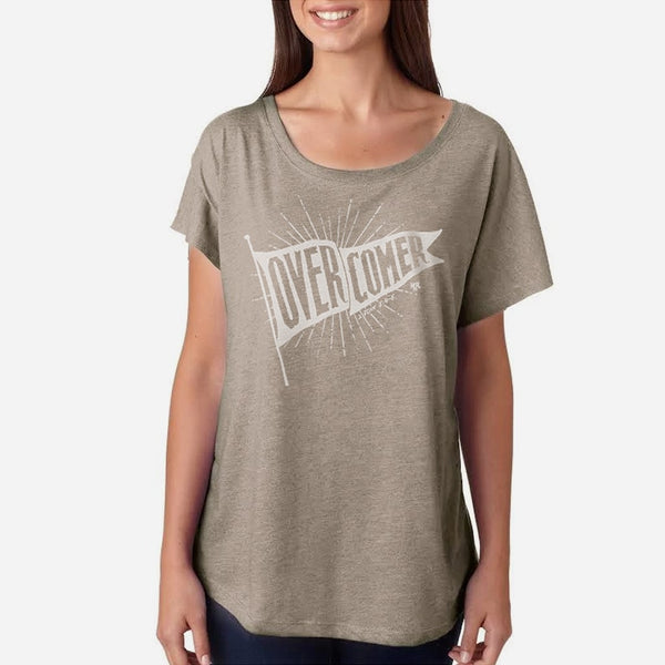 Overcomer Christian Flowy Dolman Tee for Women