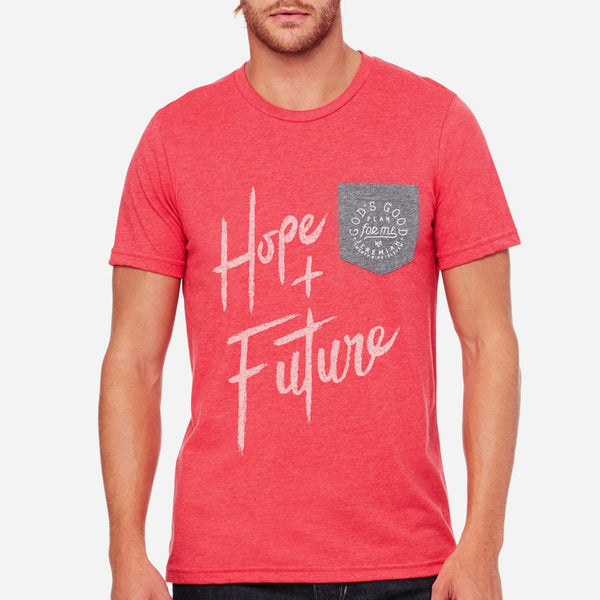 Mens Hope Peace God Red T Shirt with Pocket | Have Faith T Shirt