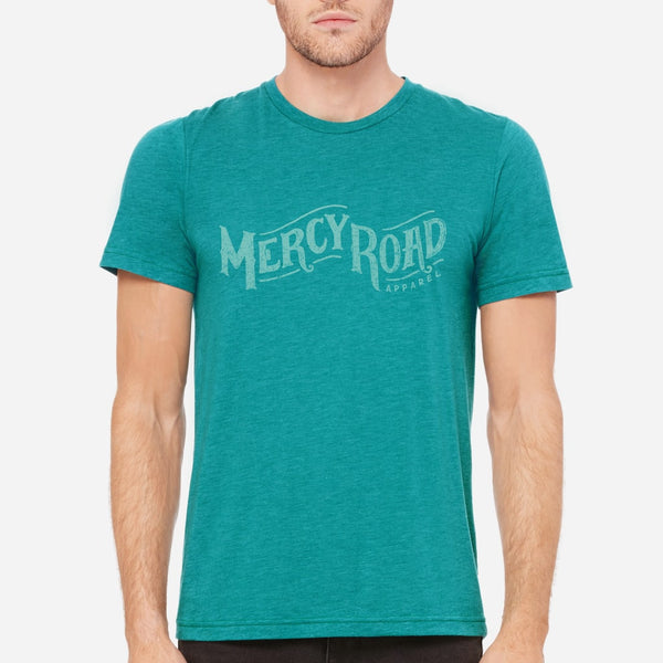Mercy Road Christian T Shirt for Men | Teal Triblend Mercy Tee
