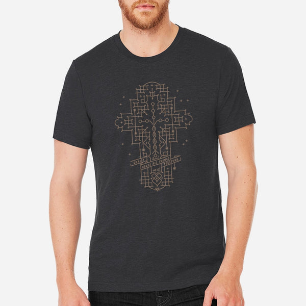 Dark Gray Black Jesus Christ Holds All Things Together T Shirt for Men and Women