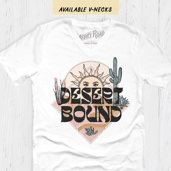 Desert Dreaming White Vneck T shirt, Southwest style Cactus Lover Shirt