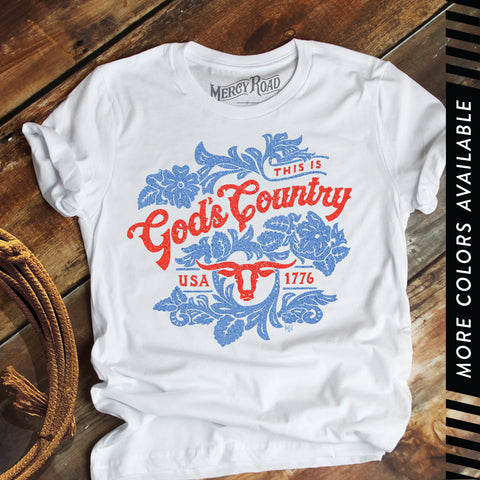 God's Country T shirt, Patriotic 4th of July Shirt, Country Western T-shirt