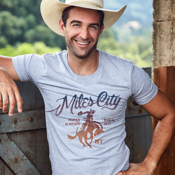 Miles City Bucking Horse T Shirt, Montana Country Western Rodeo Shirt