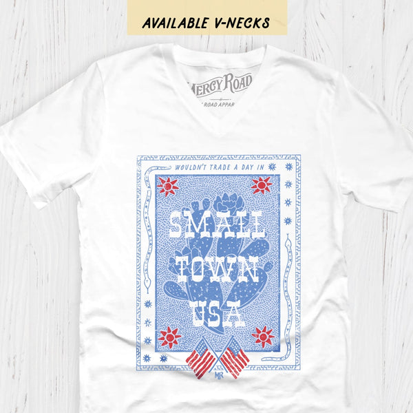 White Country Western Small Town Pride Vneck TShirt